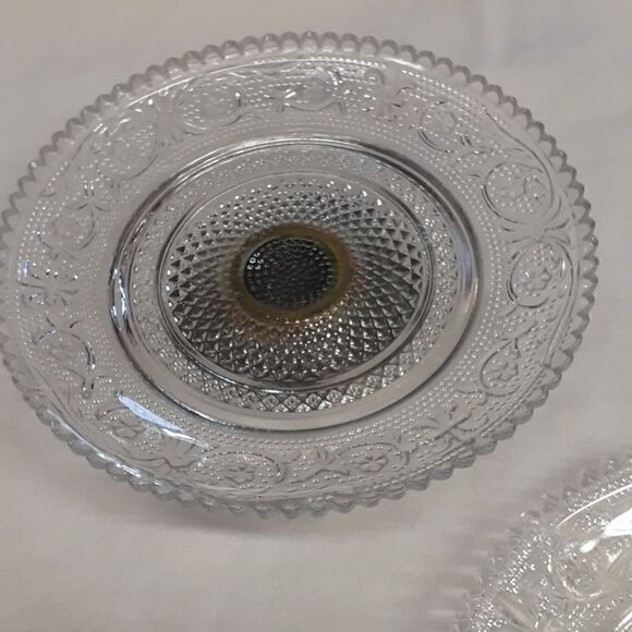 3 pc set vintage KIG Malaysia Fleur De Lis pattern 5 3/4" D. dish - Picture 3 of 8